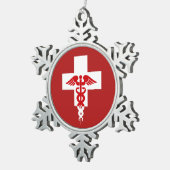 医療用プロフェッショナルクリスマスオーナメント スノーフレークピューターオーナメント (右)