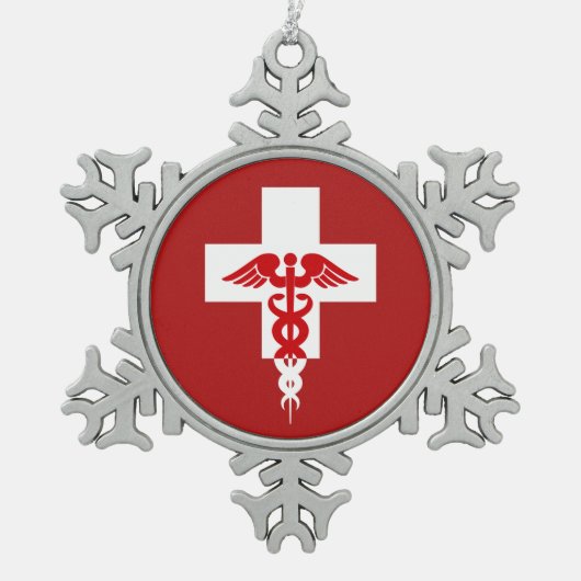 医療用プロフェッショナルクリスマスオーナメント スノーフレークピューターオーナメント (正面)