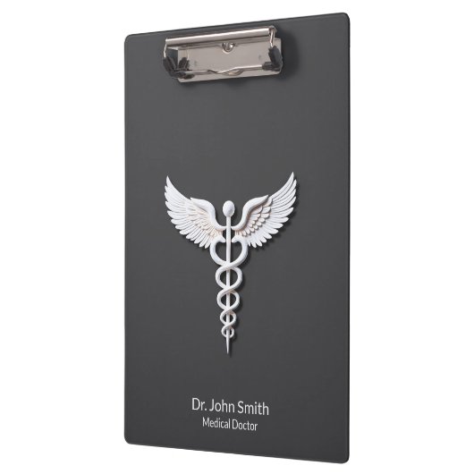 医療用ホワイトクリーン詳細なカドゥセウス炭疽菌 クリップボード (左)