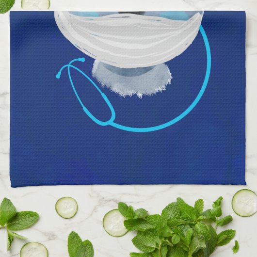 医療用マスクを着たかわいいクマナース|過去記事 キッチンタオル (折り畳み)