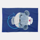 医療用マスクを着たかわいいクマナース|過去記事 キッチンタオル (横)