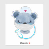 医療用マスクを着たかわいいクマナース|過去記事 シール (シート)