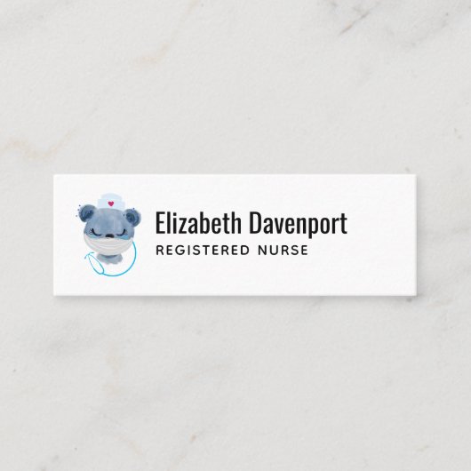 医療用マスクを着たかわいいクマナース|過去記事 スキニー名刺 (正面)