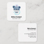 医療用マスクを着たかわいいクマナース|過去記事 スクエア名刺 (正面/裏面)