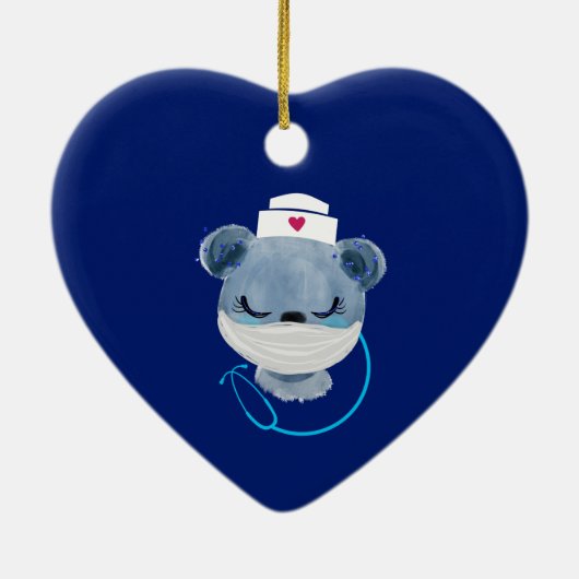 医療用マスクを着たかわいいクマナース|過去記事 セラミックオーナメント (裏面)