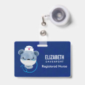 医療用マスクを着たかわいいクマナース|過去記事 バッジ (正面（伸縮クリップ）)