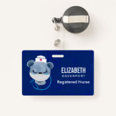 医療用マスクを着たかわいいクマナース|過去記事 バッジ (裏面リトラクタブル付き)