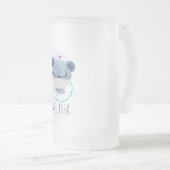 医療用マスクを着たかわいいクマナース|過去記事 フロストグラスビールジョッキ (正面右)