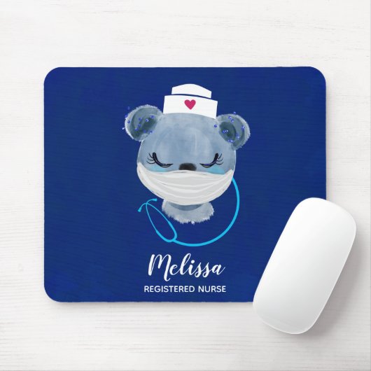 医療用マスクを着たかわいいクマナース|過去記事 マウスパッド (マウス)