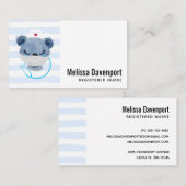 医療用マスクを着たかわいいクマナース|過去記事 名刺 (正面/裏面)