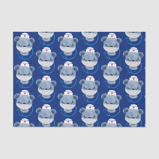 医療用マスクを着たかわいいクマナース|過去記事 薄葉紙 (正面)