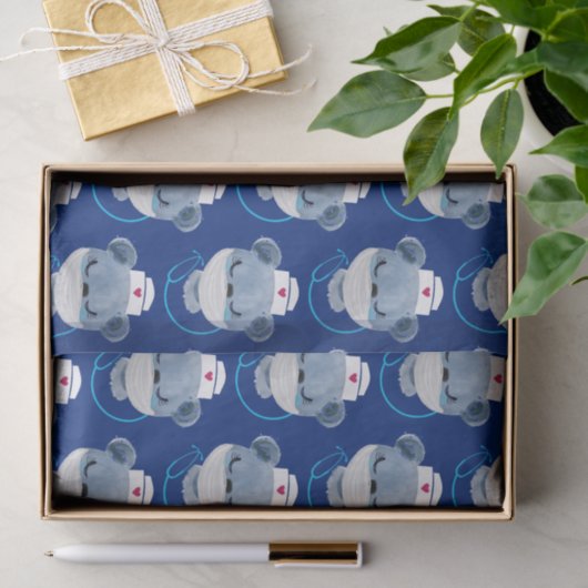 医療用マスクを着たかわいいクマナース|過去記事 薄葉紙 (ギフト)