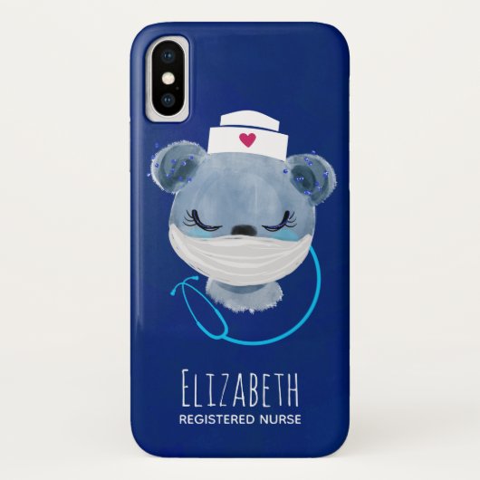 医療用マスクを着たかわいいクマナース|過去記事 Case-Mate iPhoneケース (裏面)