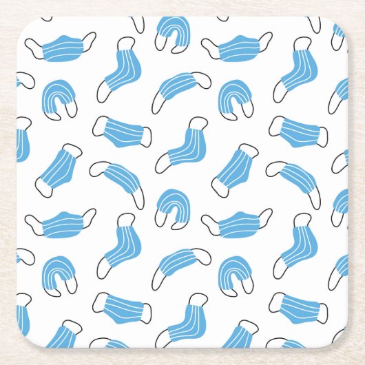 医療用マスクパターン スクエアペーパーコースター (正面)