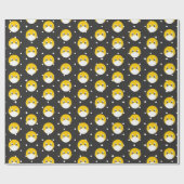 医療用マスク付きイエロースマイル顔 ラッピングペーパー (フラット)