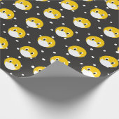 医療用マスク付きイエロースマイル顔 ラッピングペーパー (角)