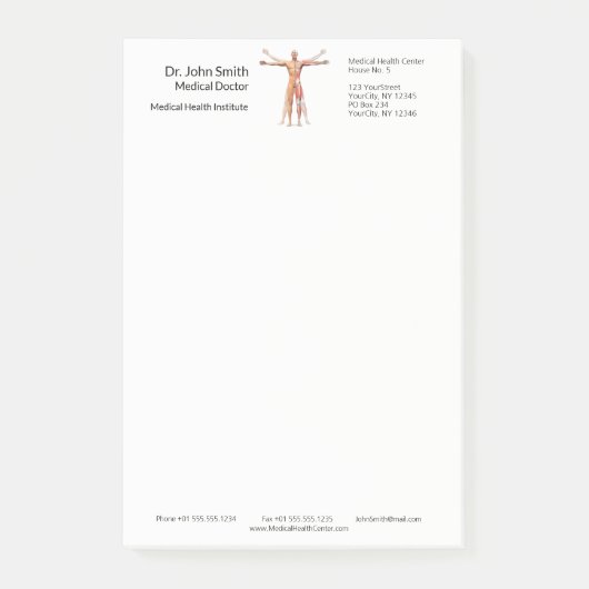 医療用人間の体骨格筋Post-it®ノート ポストイット (正面)