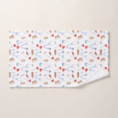 医療用医師器パターン（の模様が）ある バスタオルセット (ハンドタオル)