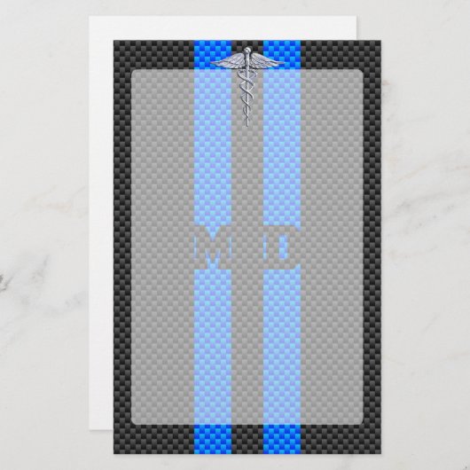 医療用医師MDカドゥセウス炭素繊維スタイル 便箋 (正面/裏面)