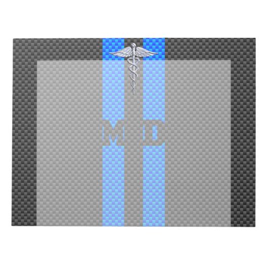 医療用医師MDカドゥセウス炭素繊維プリント ノートパッド (正面)