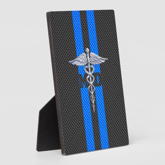 医療用医師MDカドゥセウス炭素繊維プリント フォトプラーク (側面)