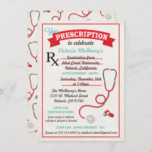 医療用卒業処方パッド招待状 招待状 (正面/裏面)