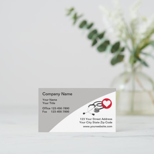 医療用名刺ハート聴診器 名刺 (スタンド正面)