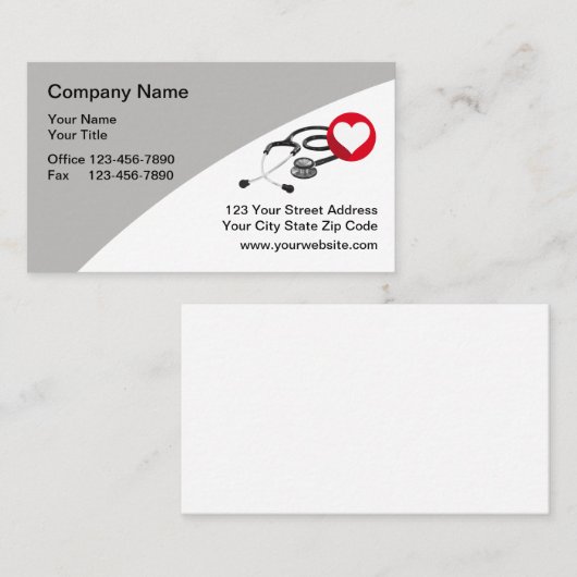 医療用名刺ハート聴診器 名刺 (正面/裏面)