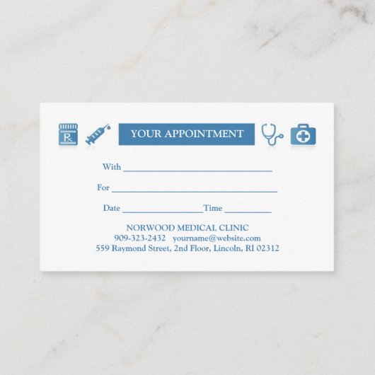 医療用名刺(アポイントメント付き) 予約カード (裏面)