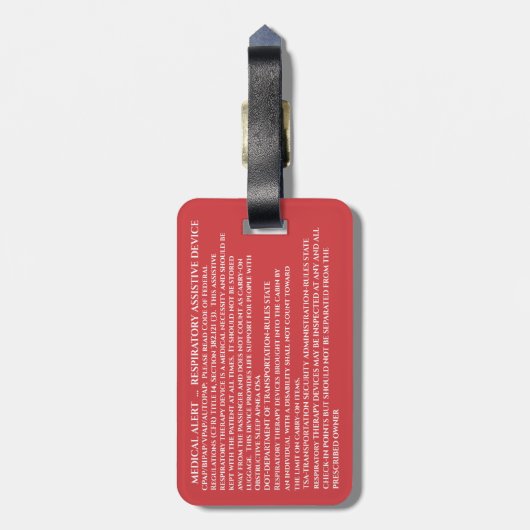 医療用呼吸器CPAPマ運シンオン ラゲッジタグ (裏面縦)