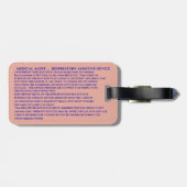 医療用呼吸器CPAPマ運シンオン ラゲッジタグ (裏面横)