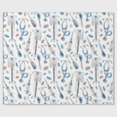 医療用品の水の色のシームレスなパターン ラッピングペーパー (フラット)