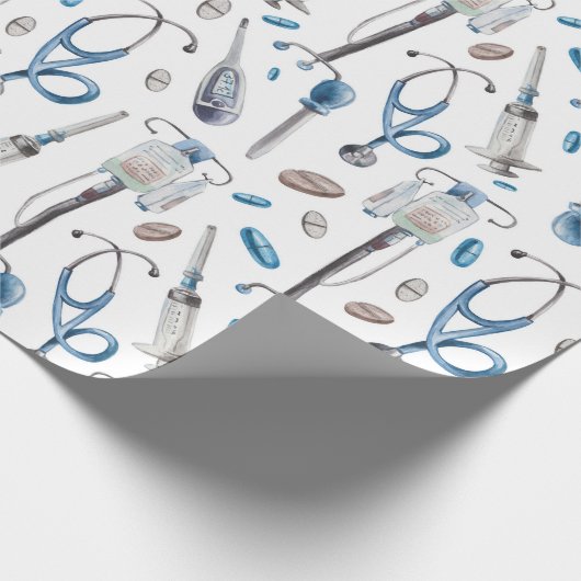 医療用品の水の色のシームレスなパターン ラッピングペーパー (角)