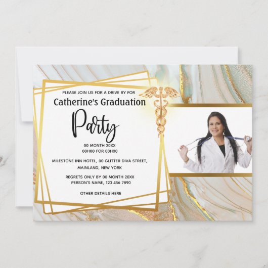 医療用大理石花こう岩の幾何学的カデュース 招待状 (正面)