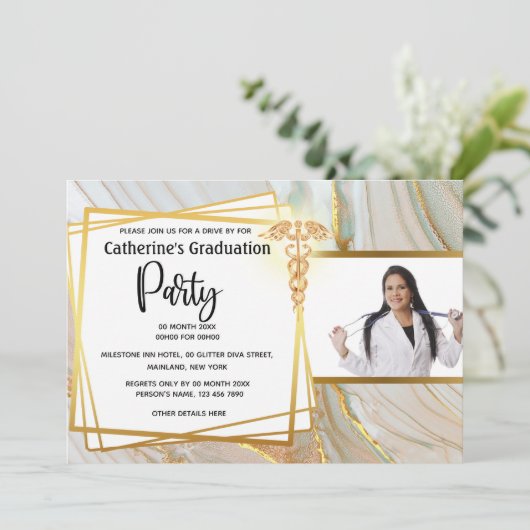 医療用大理石花こう岩の幾何学的カデュース 招待状 (スタンド正面)