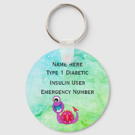 医療用糖尿病パーソナライズされたID警告タイプ1または2 キーホルダー