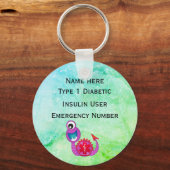医療用糖尿病パーソナライズされたID警告タイプ1または2 キーホルダー (正面)