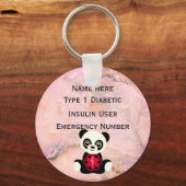 医療用糖尿病パーソナライズされたID警告タイプ1または2 キーホルダー (正面)