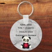 医療用糖尿病パーソナライズされたID警告タイプ1または2 キーホルダー (正面)