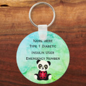 医療用糖尿病パーソナライズされたID警告タイプ1または2 キーホルダー (正面)