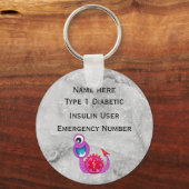 医療用糖尿病パーソナライズされたID警告タイプ1または2 キーホルダー (正面)
