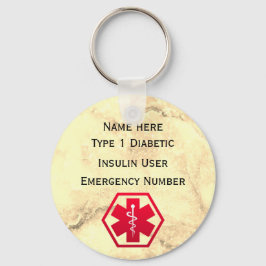 医療用糖尿病警告パーソナライズされたタイプ1または2 キーホルダー