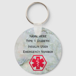 医療用糖尿病警告パーソナライズされたタイプ1または2 キーホルダー