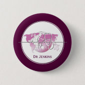 医療用聴診器ハートビートワールドマップ 缶バッジ (正面)