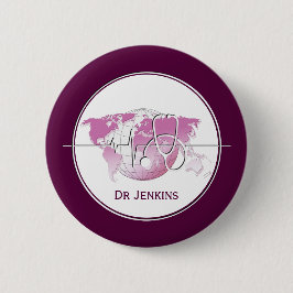 医療用聴診器ハートビートワールドマップ 缶バッジ