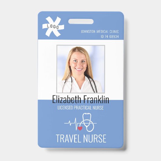 医療用聴診器ブルー旅行ナース バッジ (正面)