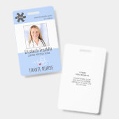 医療用聴診器ブルー旅行ナース バッジ (正面＆裏面)