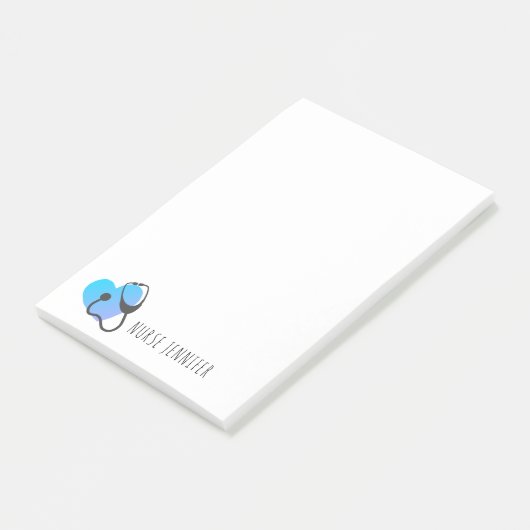 医療用聴診器ホワイトティール（緑がかった色）ハート ポストイット (アングル)