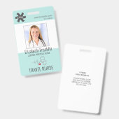 医療用聴診器ミントグリーン旅行ナース バッジ (正面＆裏面)