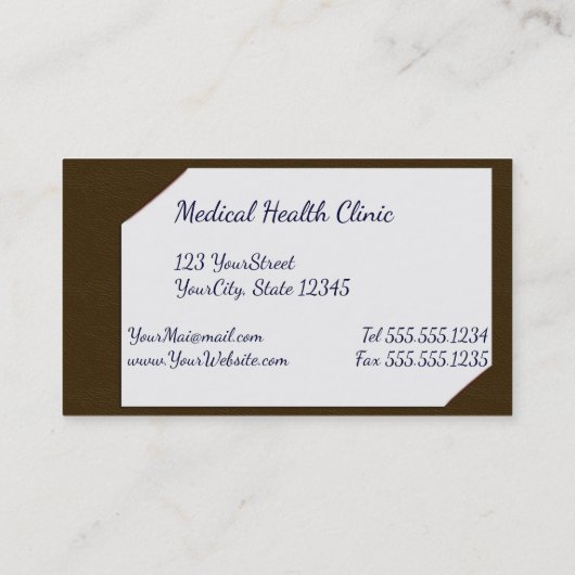 医療用聴診器付き茶色のクリップボード 名刺 (裏面)